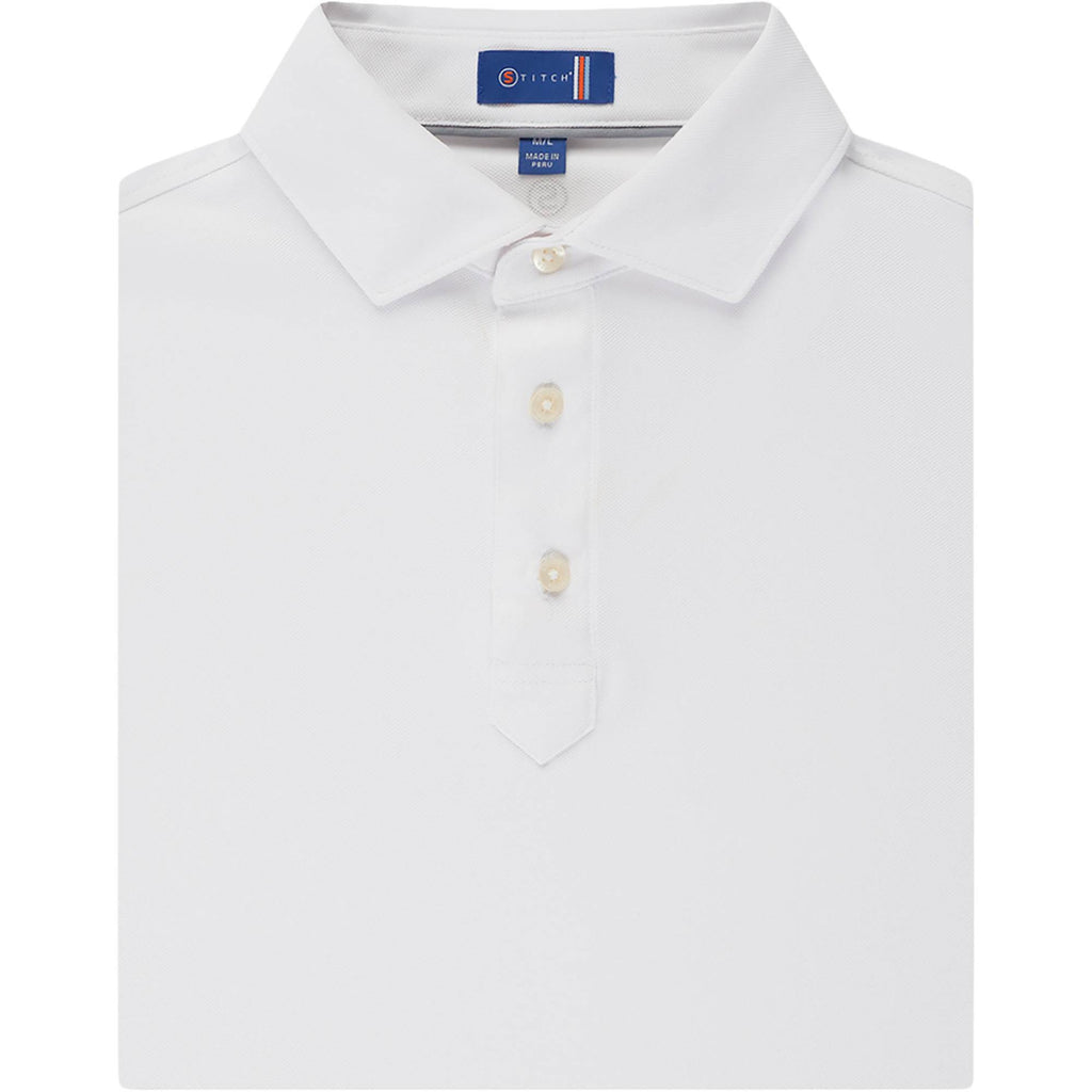 STITCH Solid Pique Golf Polo for Men Transfer - White - Front
