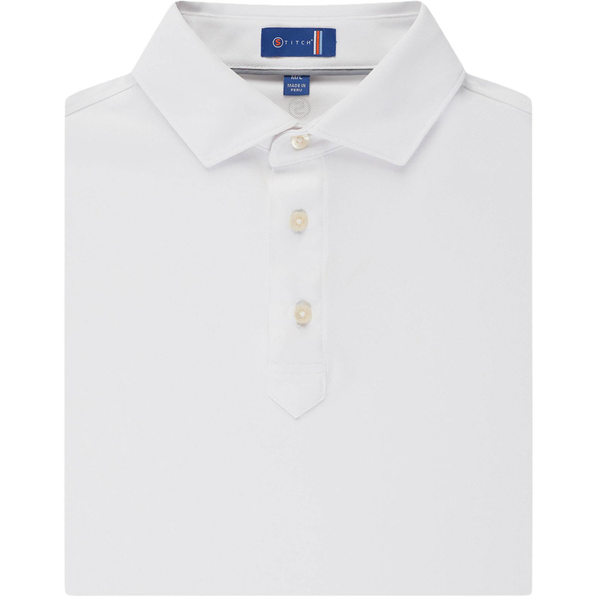 STITCH Solid Pique Golf Polo for Men Transfer - White - Front