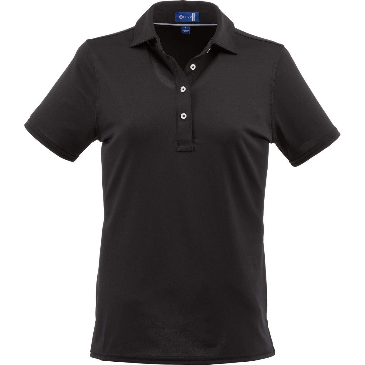 Stitch Solid Pique Polo for Women Transfer - Black - Front