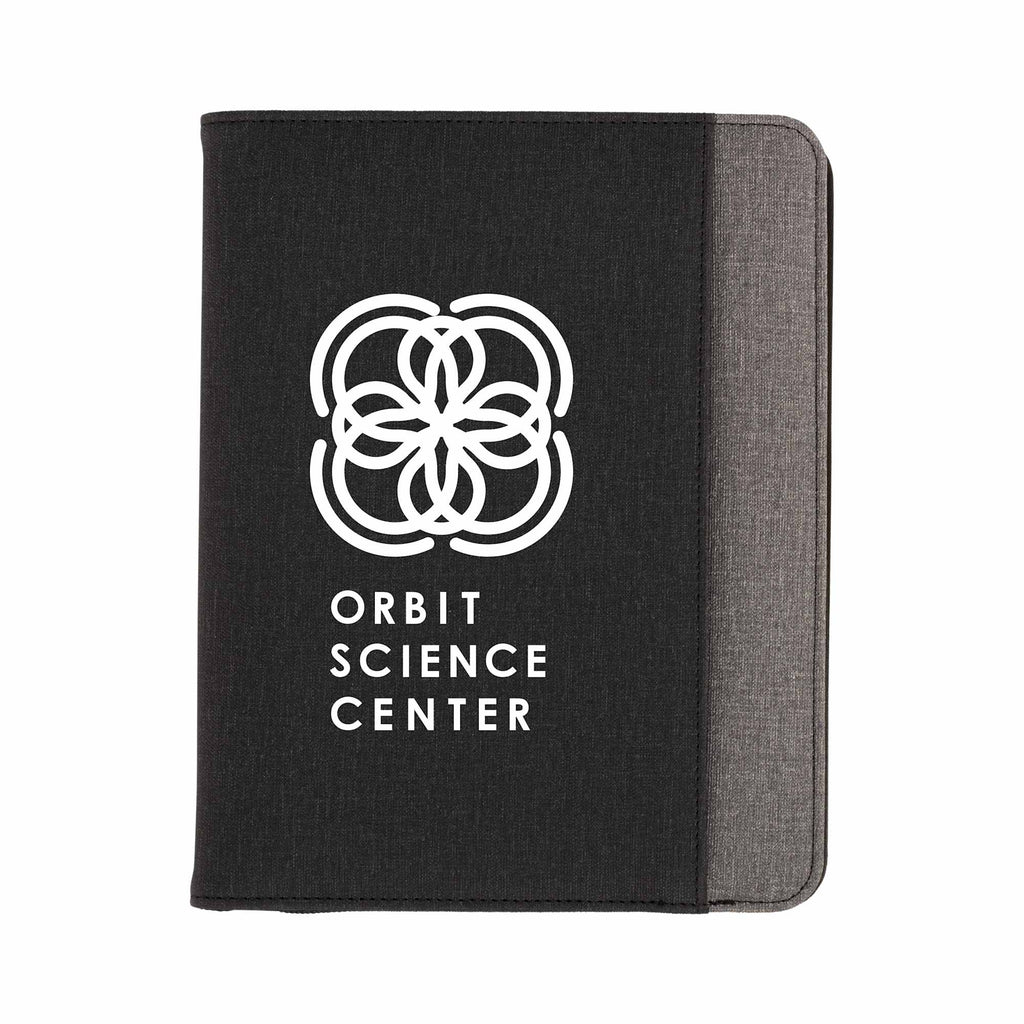Stockton Zip Wireless Charging Journal, 5,000 mAh Debossing - Graphite - Front