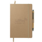 Stone Paper Soft Cover Journal and Bamboo Pen Set, 5.5 x 8.5 Inches Debossing - Natural - Front