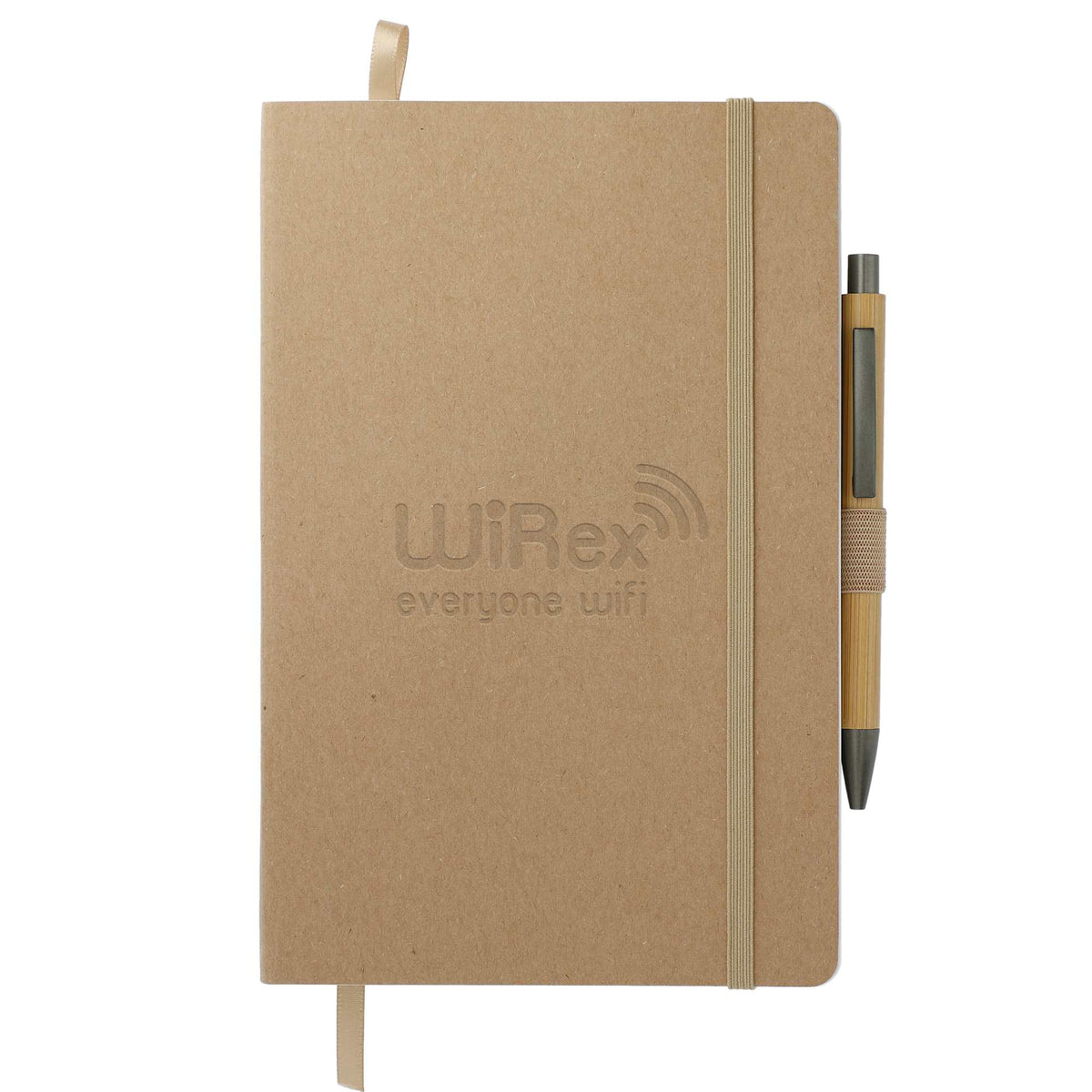 Stone Paper Soft Cover Journal and Bamboo Pen Set, 5.5 x 8.5 Inches Debossing - Natural - Front