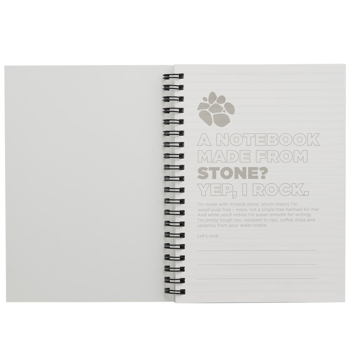Stone Paper Spiral Notebook, 5 x 7 Inches - Black - Front 2