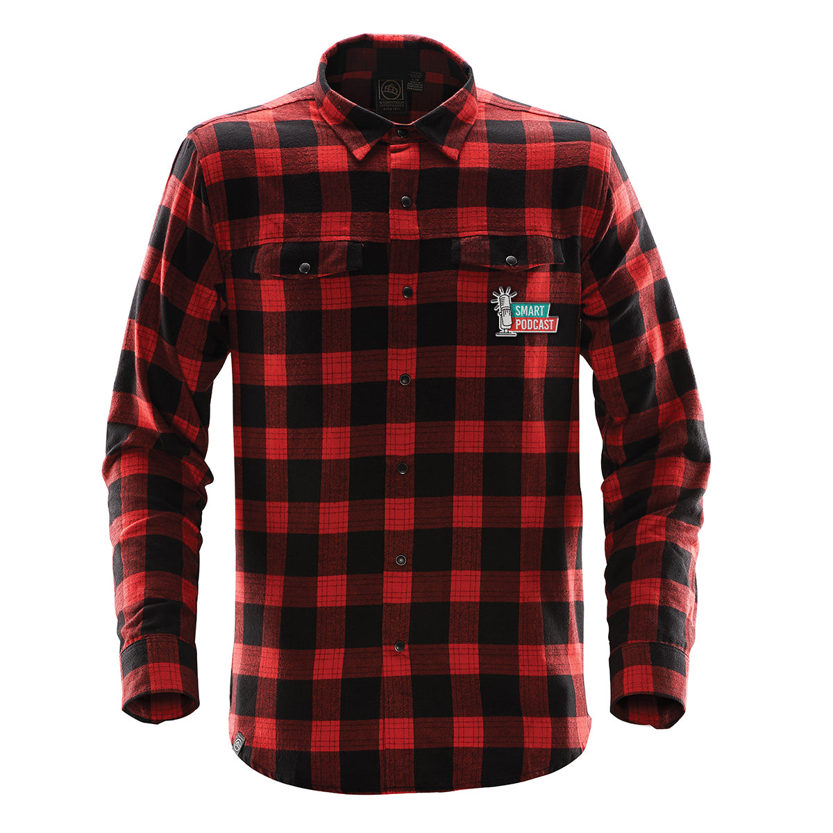 Stormtech Logan Snap Front Shirt for Men - Black/Red Plaid - Embroidery