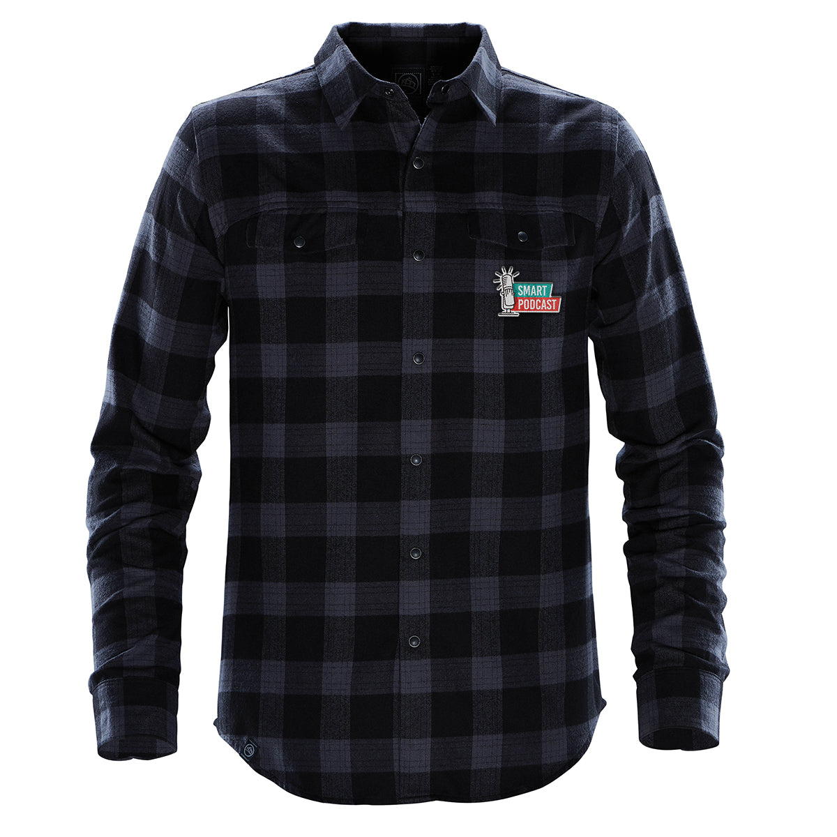 Stormtech Logan Snap Front Shirt for Men - Navy Plaid - Embroidery