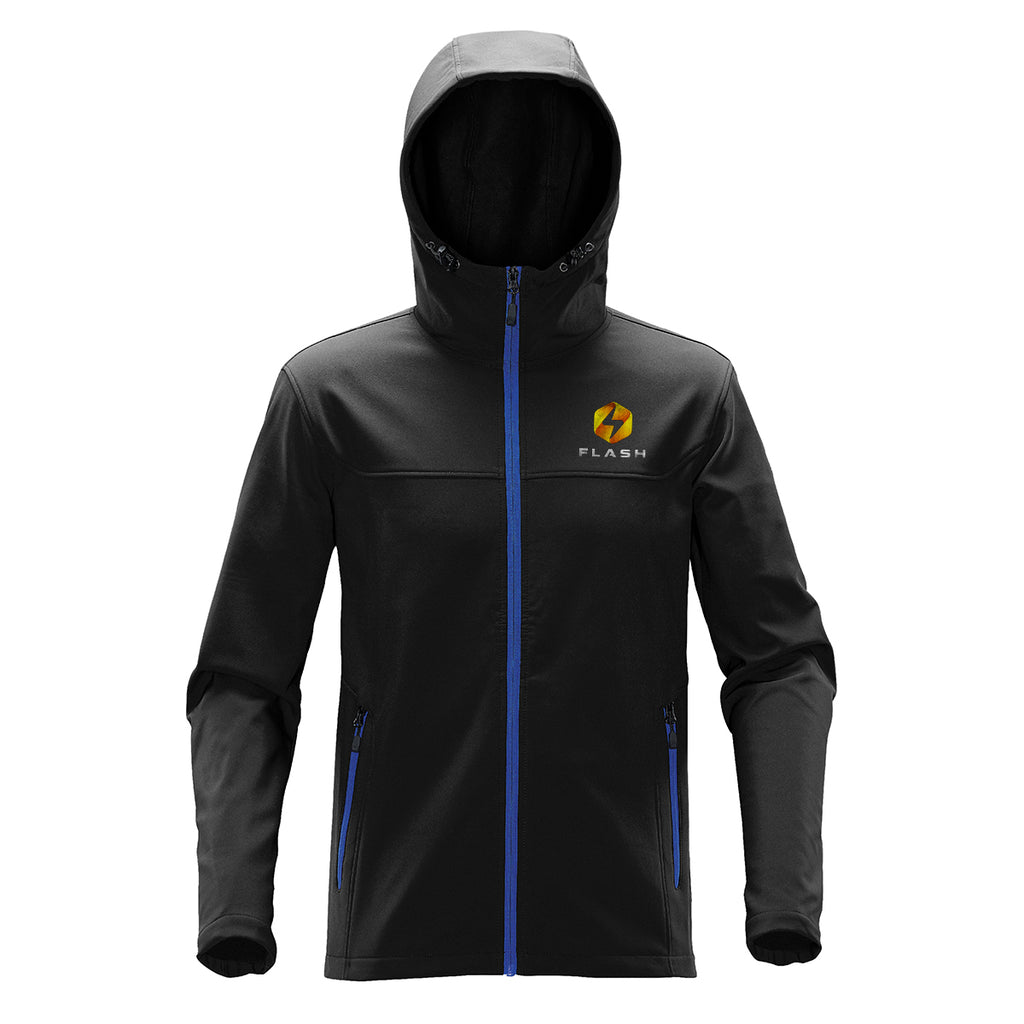 Stormtech Orbiter Softshell Hoody for Men - Black/Azure - Embroidery
