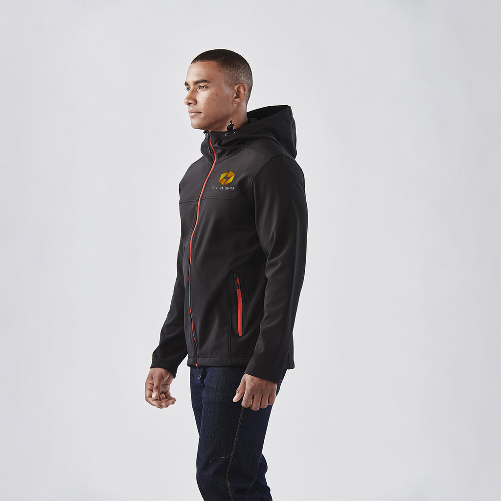 Stormtech Orbiter Softshell Hoody for Men - Black/Azure - Embroidery