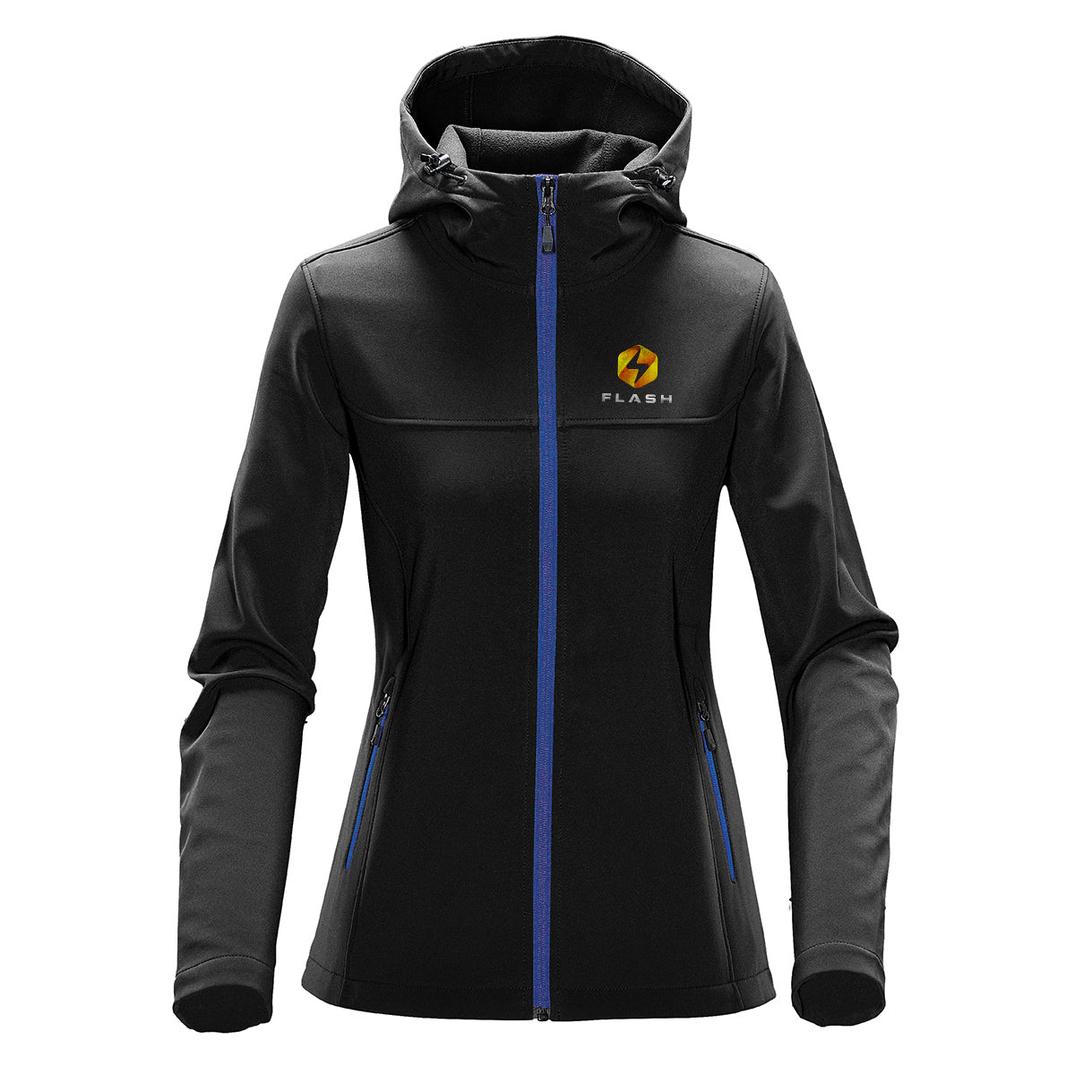 Stormtech Orbiter Softshell Hoody for Women - Black/Azure - Embroidery