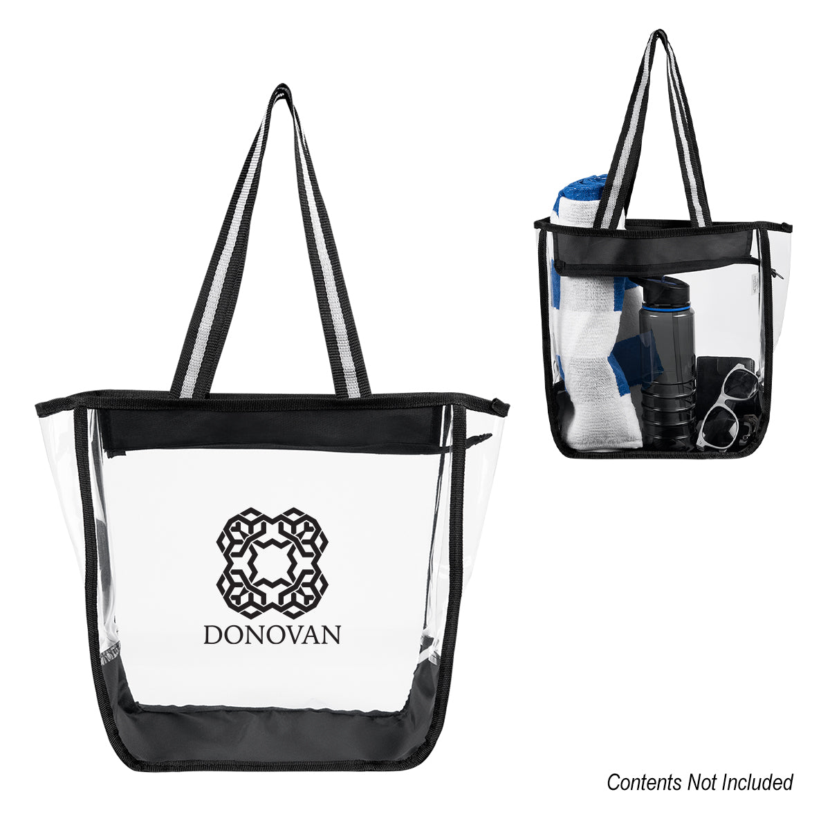 Stowe Tote Bag in Clear EVA - Clear with Black - Silk Screen