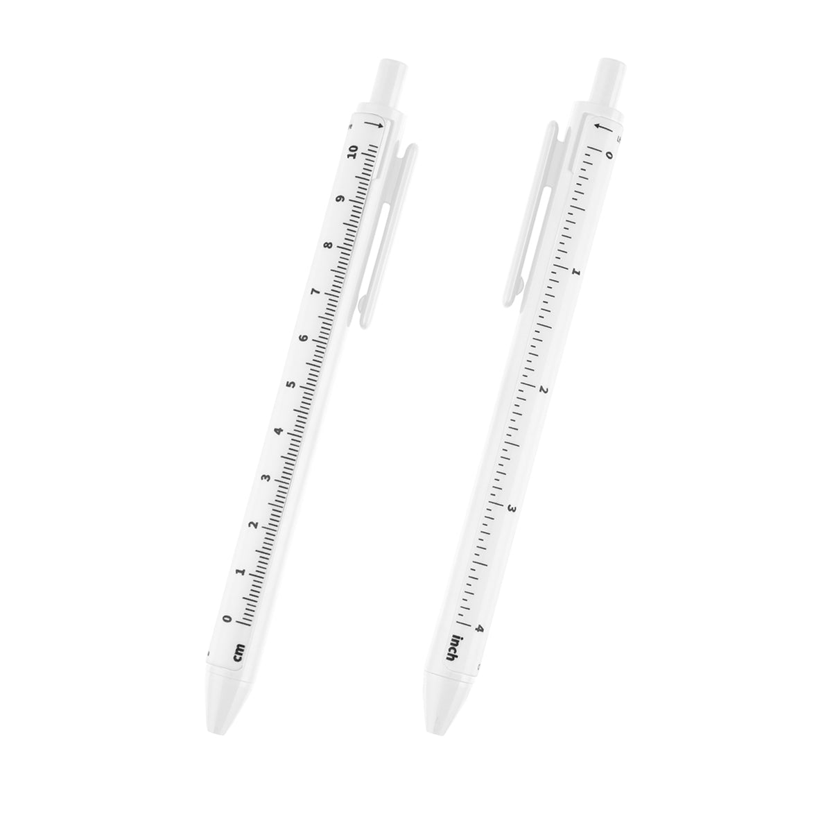 Straight Line Pen with a 4 Inch Ruler - White - Side