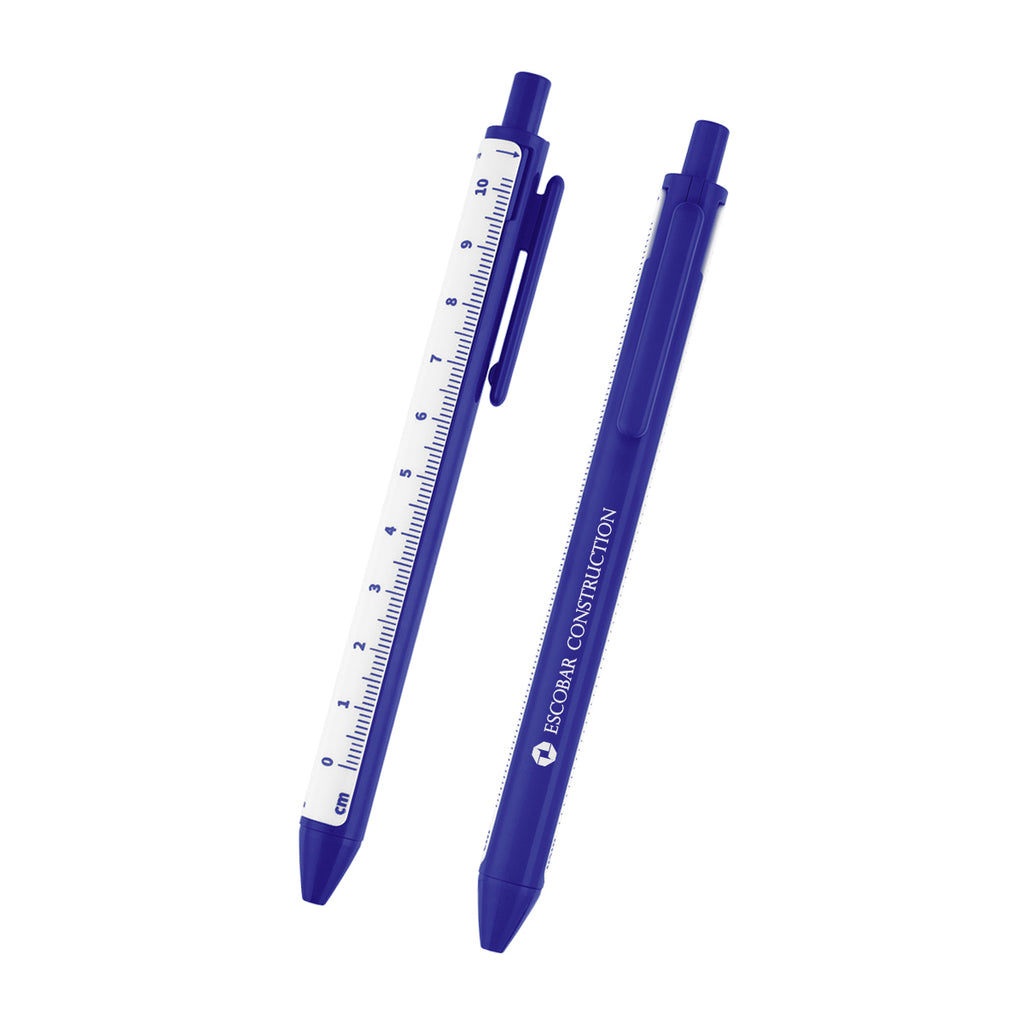 Straight Line Pen with a 4 Inch Ruler - White - Silk Screen