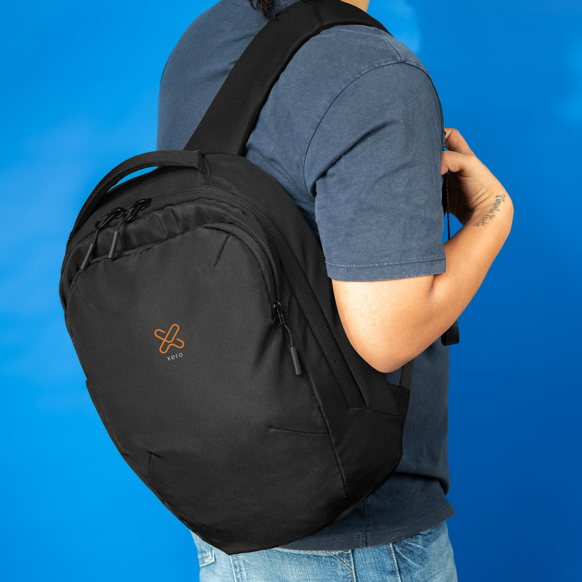 Stratos Laptop Backpack, Recycled - Black - Lifestyle_Embroidery