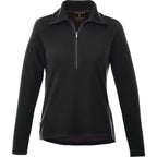 Stratton Wool Blend Half Zip for Women Embroidery - Black - Front Flat