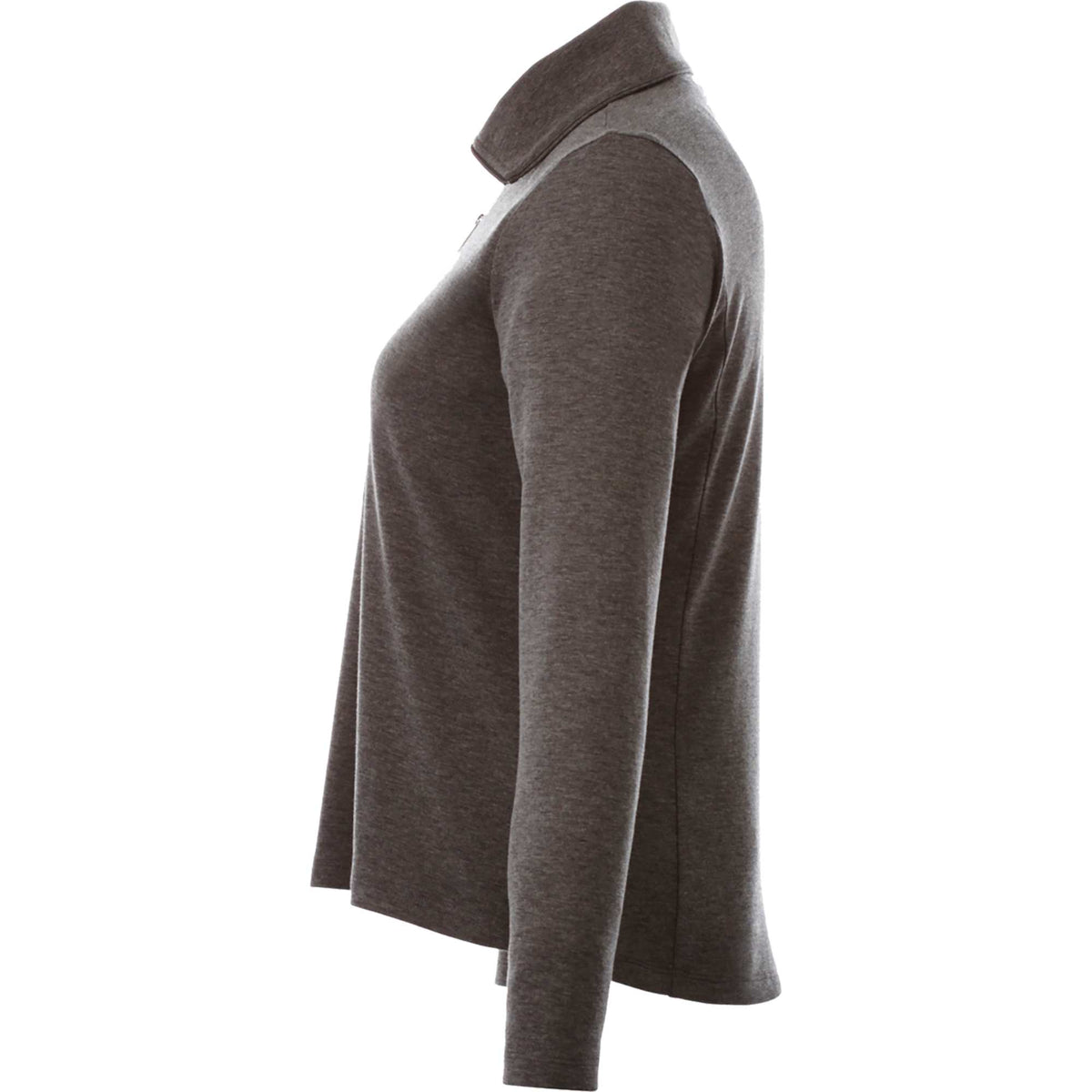 Stratton Wool Blend Half Zip for Women Embroidery - Heather Dark Charcoal - Left Side