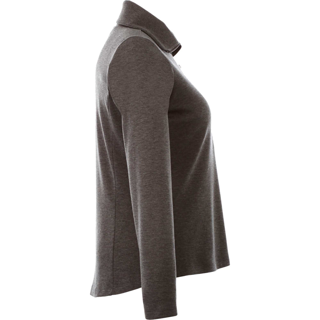 Stratton Wool Blend Half Zip for Women Embroidery - Heather Dark Charcoal - Right Side