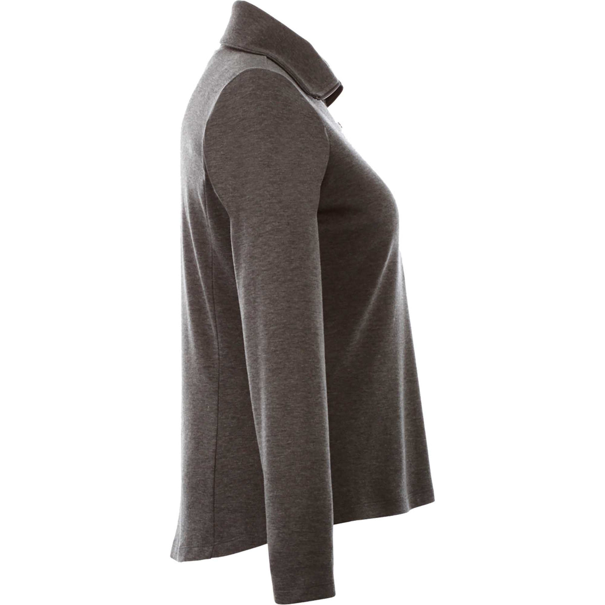 Stratton Wool Blend Half Zip for Women Embroidery - Heather Dark Charcoal - Right Side