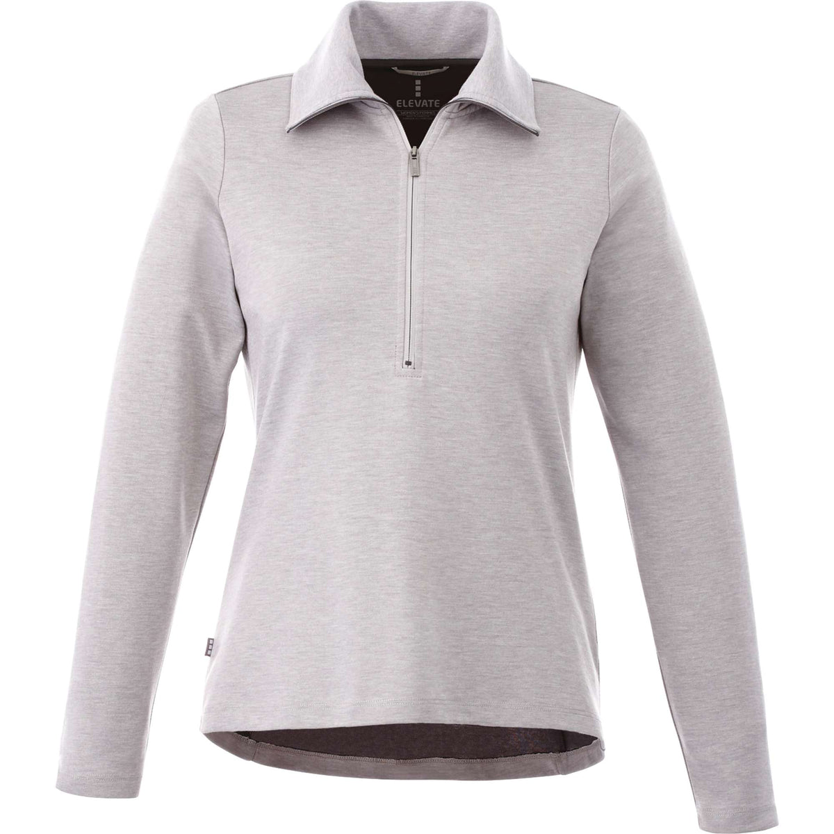 Stratton Wool Blend Half Zip for Women Embroidery - Heather Grey - Front Flat