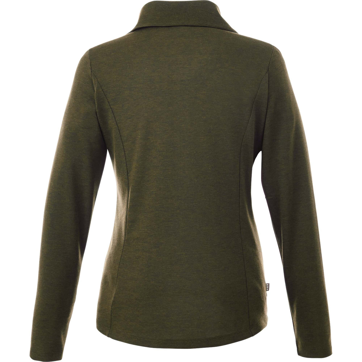 Stratton Wool Blend Half Zip for Women Embroidery - Loden Heather - Back Flat