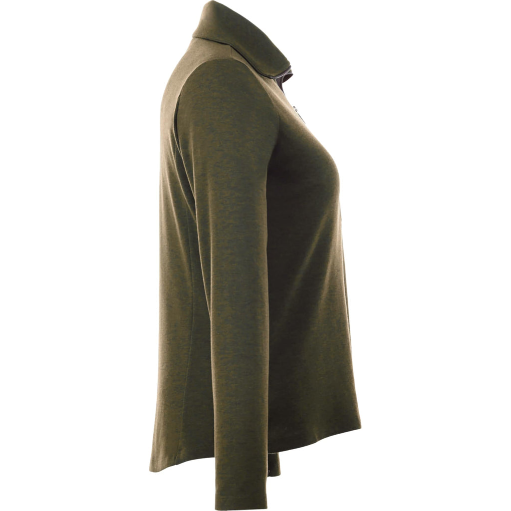 Stratton Wool Blend Half Zip for Women Embroidery - Loden Heather - Right Side
