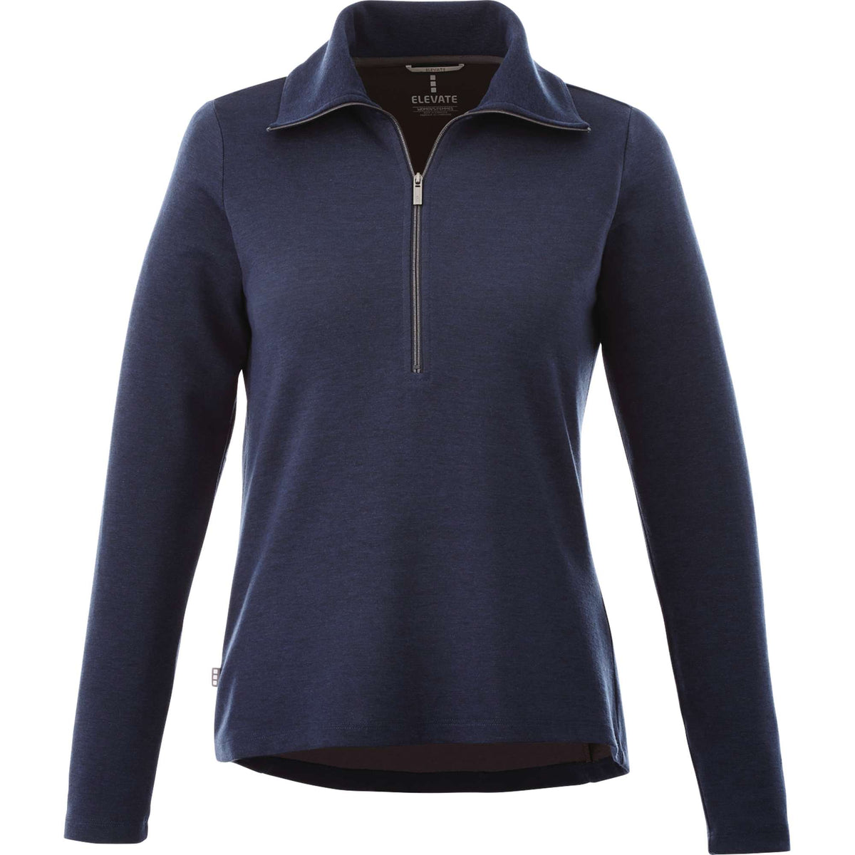 Stratton Wool Blend Half Zip for Women Embroidery - Metro Blue Heather - Front Flat