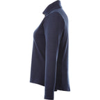 Stratton Wool Blend Half Zip for Women Embroidery - Metro Blue Heather - Left Side