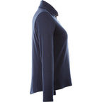 Stratton Wool Blend Half Zip for Women Embroidery - Metro Blue Heather - Right Side