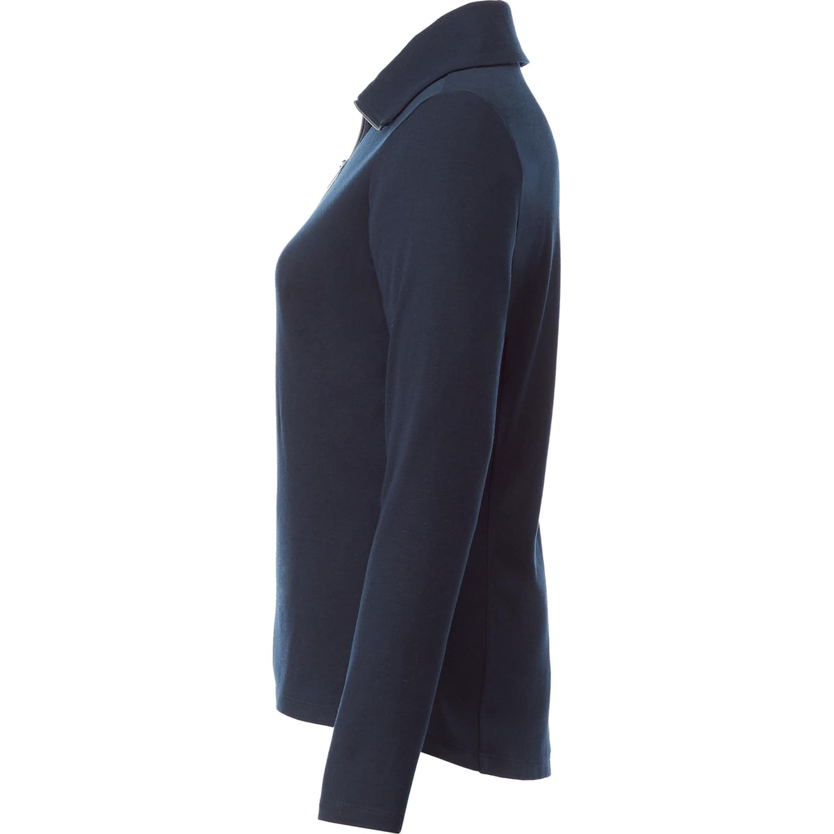 Stratton Wool Blend Half Zip for Women Embroidery - Navy Heather - Left Side