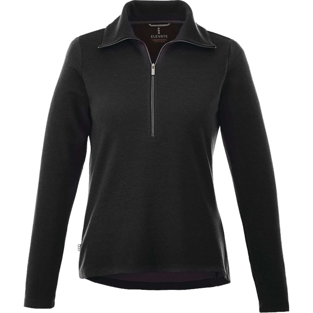 Stratton Wool Blend Half Zip for Women Transfer - Black - Front Flat