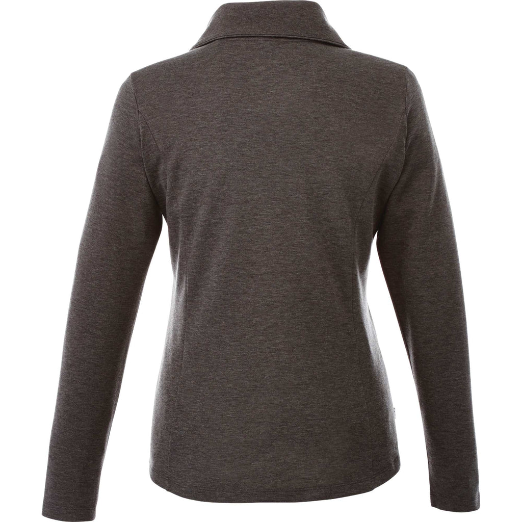 Stratton Wool Blend Half Zip for Women Transfer - Heather Dark Charcoal - Back Flat