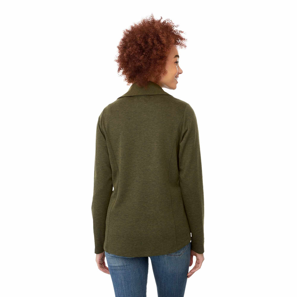 Stratton Wool Blend Half Zip for Women Transfer - Loden Heather - Back On Model