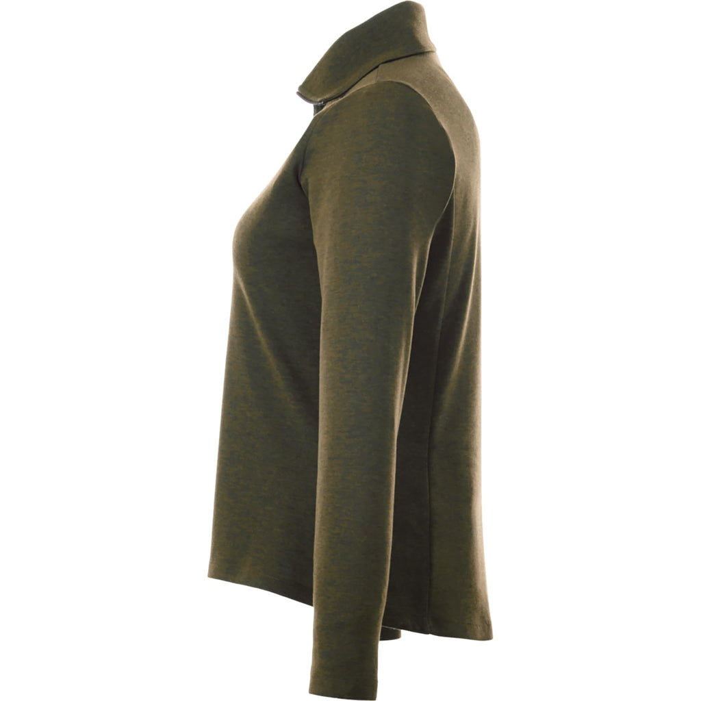 Stratton Wool Blend Half Zip for Women Transfer - Loden Heather - Left Side