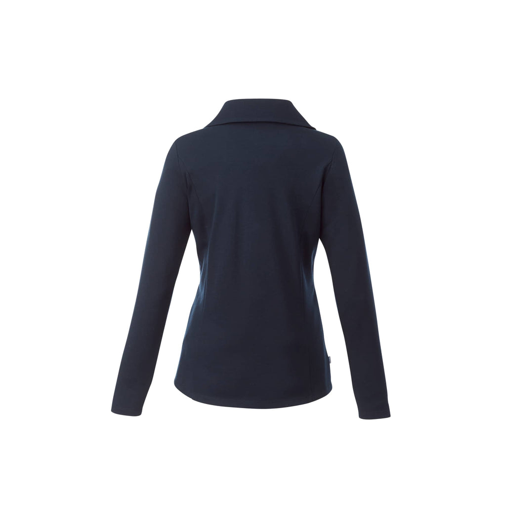 Stratton Wool Blend Half Zip for Women Transfer - Navy Heather - Back Flat 2