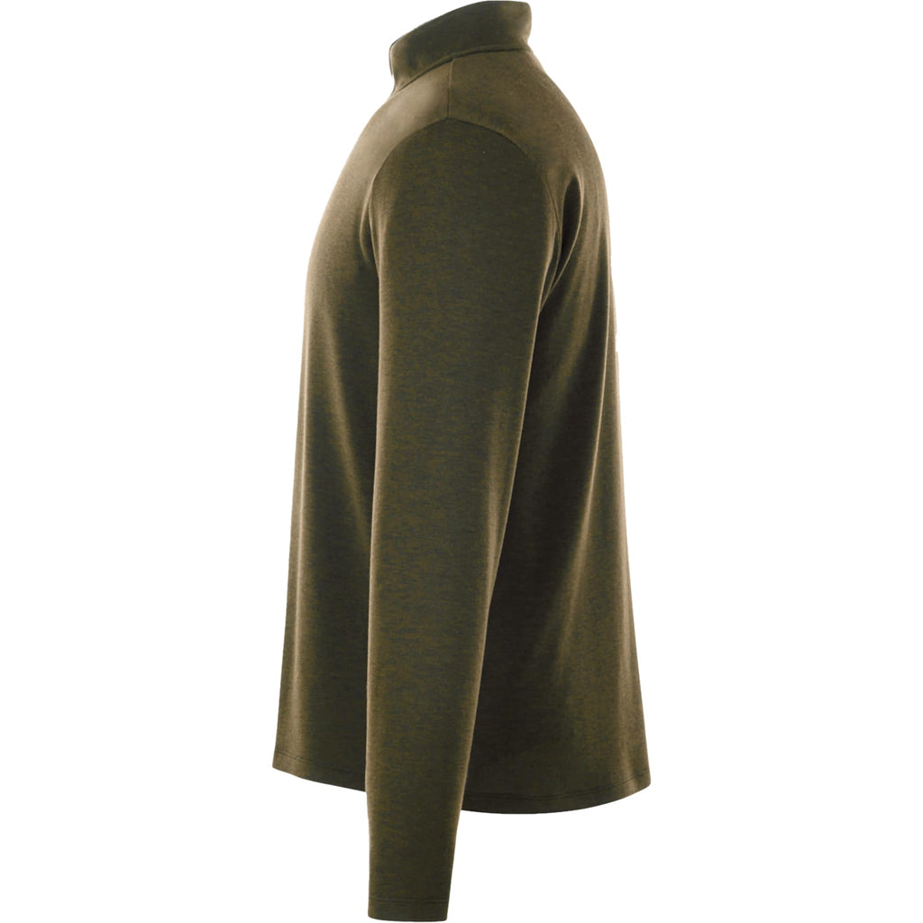 Stratton Wool Blend Quarter Zip for Men Embroidery - Loden Heather - Left Side