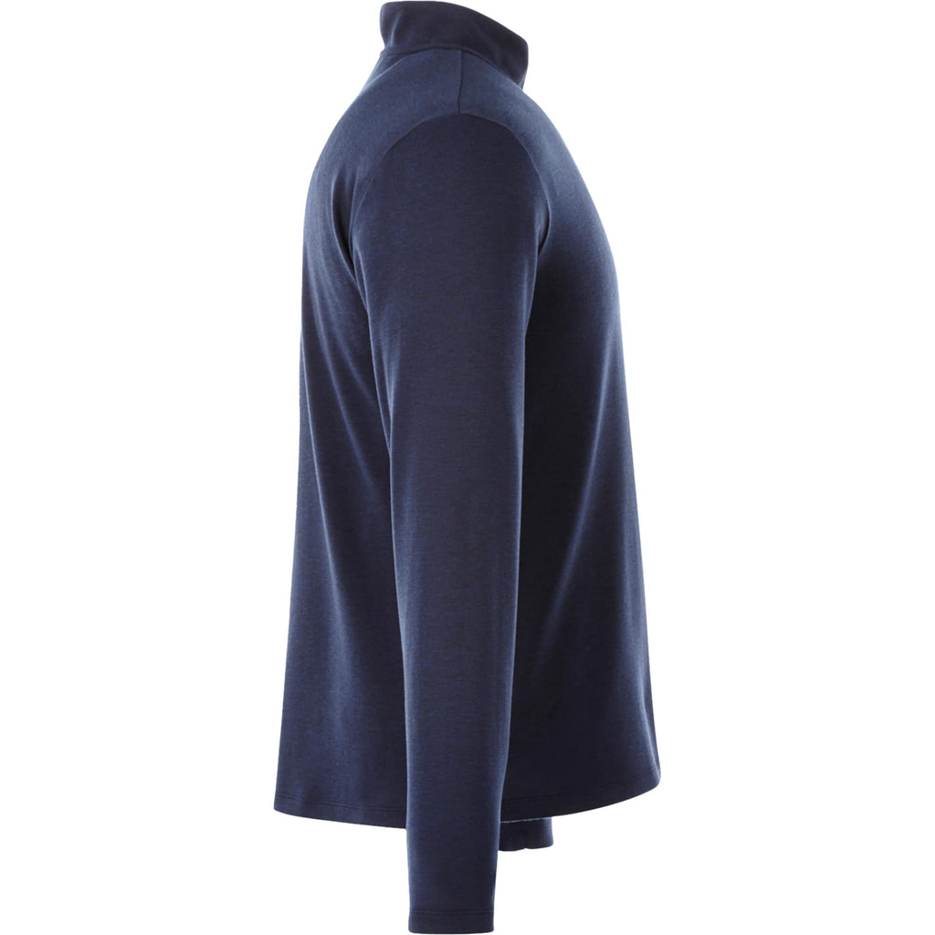 Stratton Wool Blend Quarter Zip for Men Embroidery - Metro Blue Heather - Right Side