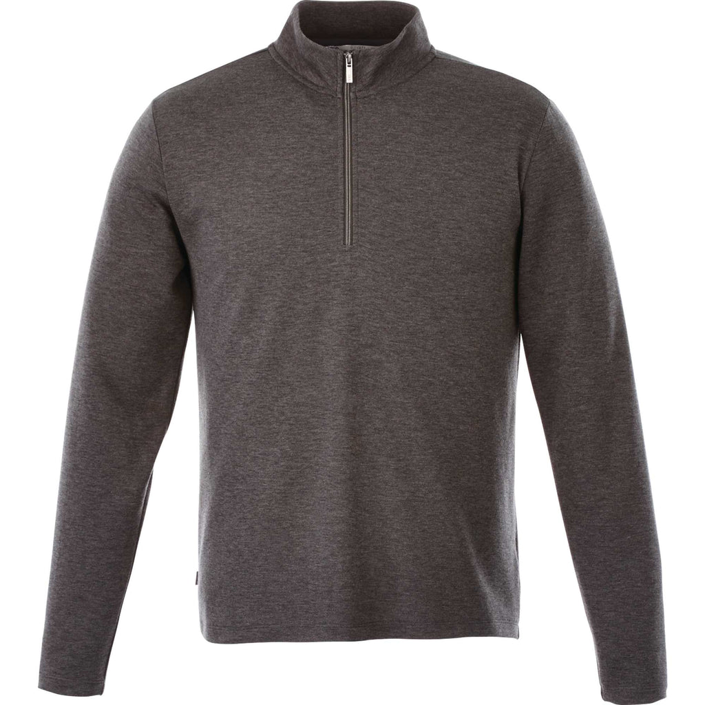 Stratton Wool Blend Quarter Zip for Men Transfer - Heather Dark Charcoal - Front Flat