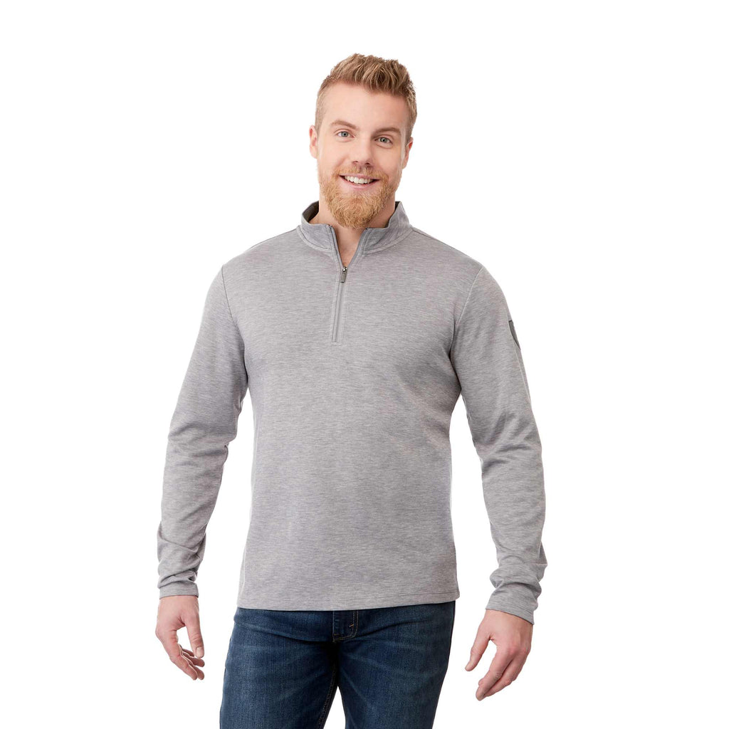 Stratton Wool Blend Quarter Zip for Men Transfer - Heather Grey - Front On Model