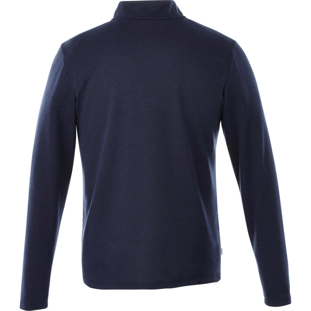 Stratton Wool Blend Quarter Zip for Men Transfer - Metro Blue Heather - Back Flat