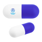 Stress Reliever Shaped Like a Capsule - White with Blue - Full Color
