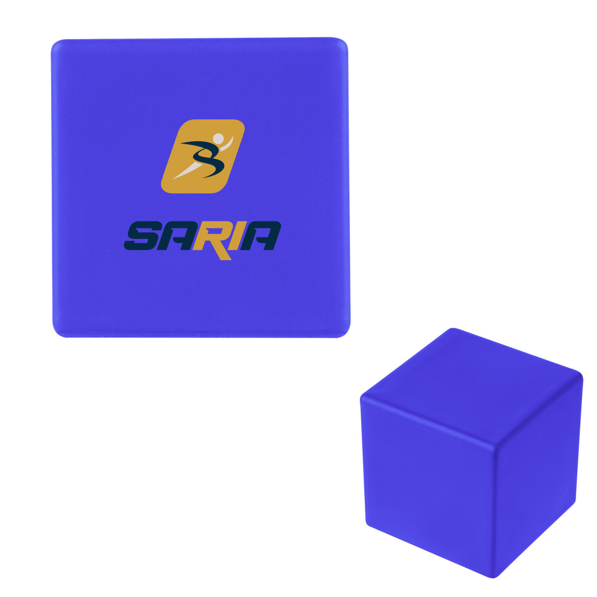 Stress Reliever Shaped Like a Cube - Blue - Full Color