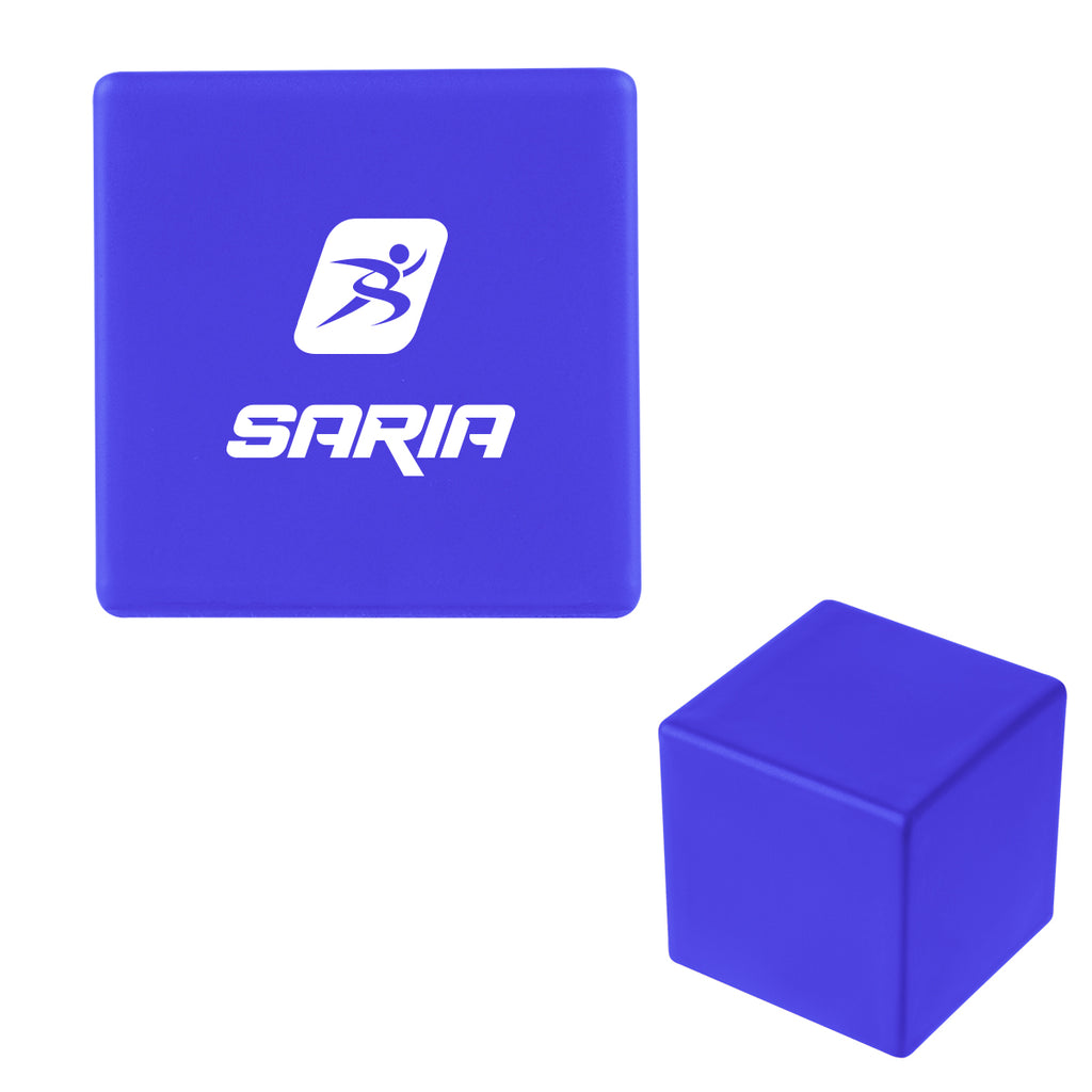 Stress Reliever Shaped Like a Cube - Blue - Pad Print