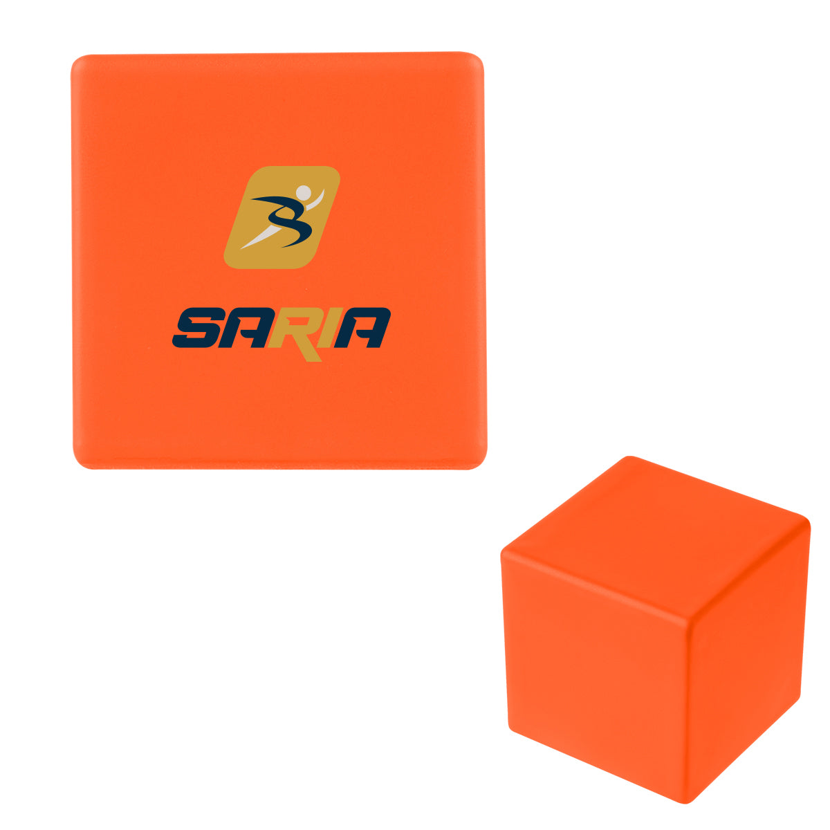 Stress Reliever Shaped Like a Cube - Orange - Full Color