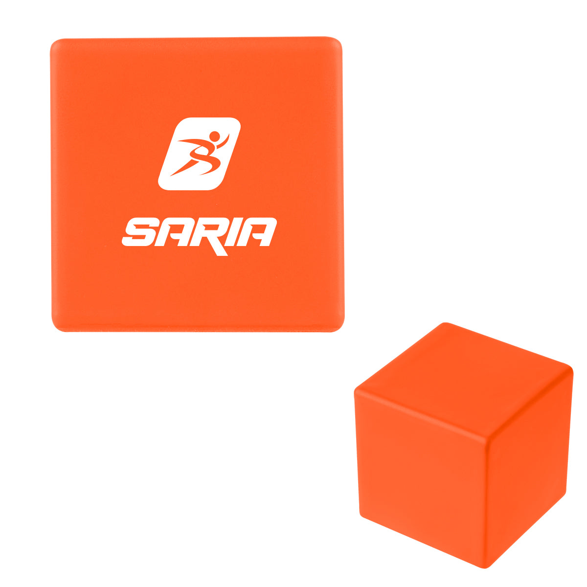 Stress Reliever Shaped Like a Cube - Orange - Pad Print