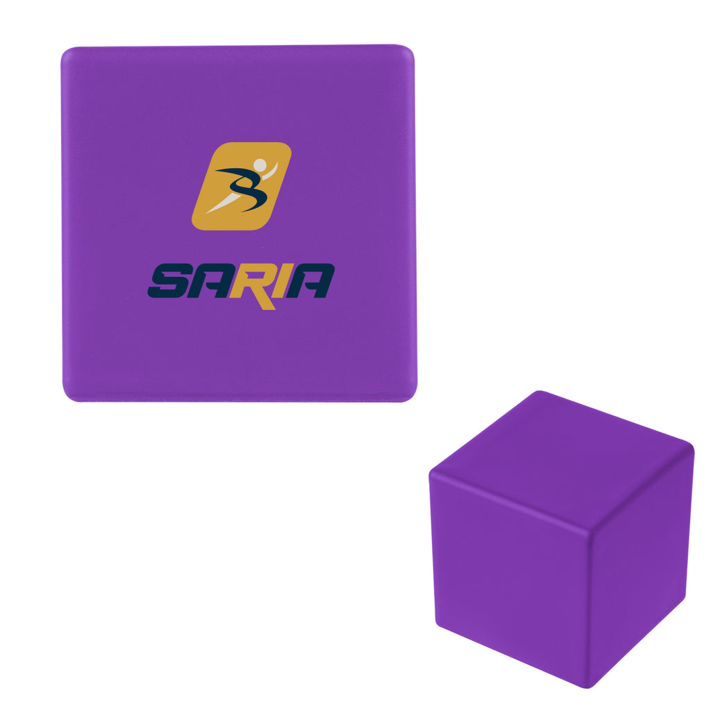 Stress Reliever Shaped Like a Cube - Purple - Full Color