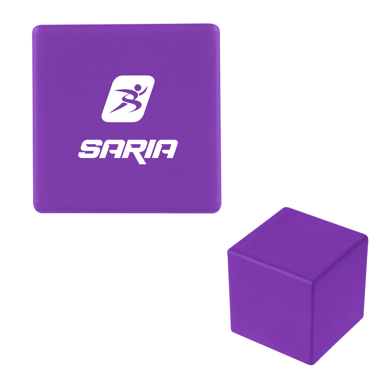 Stress Reliever Shaped Like a Cube - Purple - Pad Print
