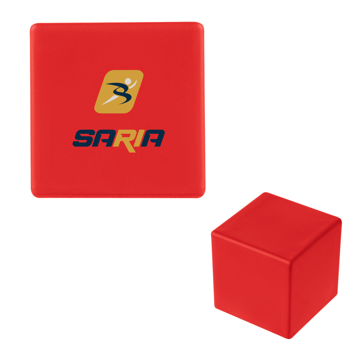 Stress Reliever Shaped Like a Cube - Red - Full Color