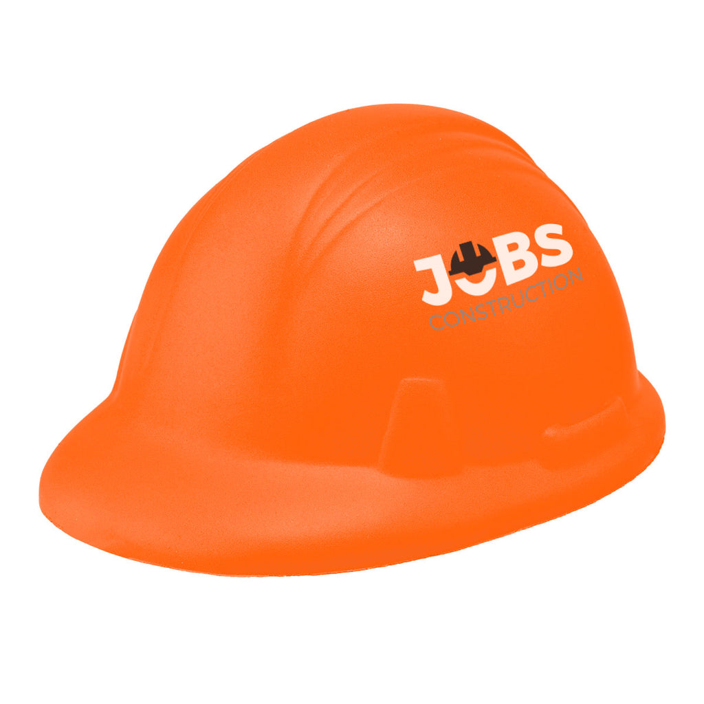Stress Reliever Shaped Like a Hard Hat - Orange - Full Color