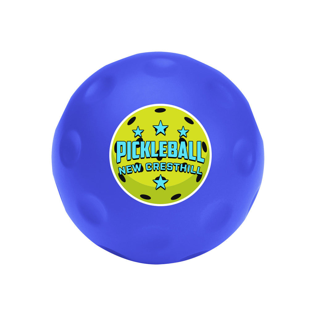 Stress Reliever Shaped Like a Pickleball - Blue - Full Color