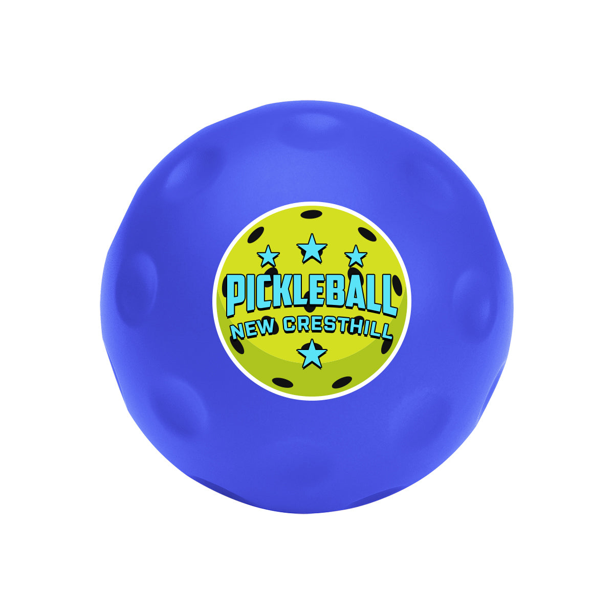 Stress Reliever Shaped Like a Pickleball - Blue - Full Color