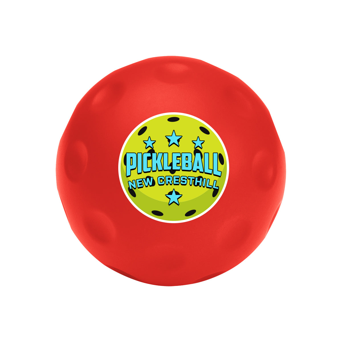 Stress Reliever Shaped Like a Pickleball - Red - Full Color