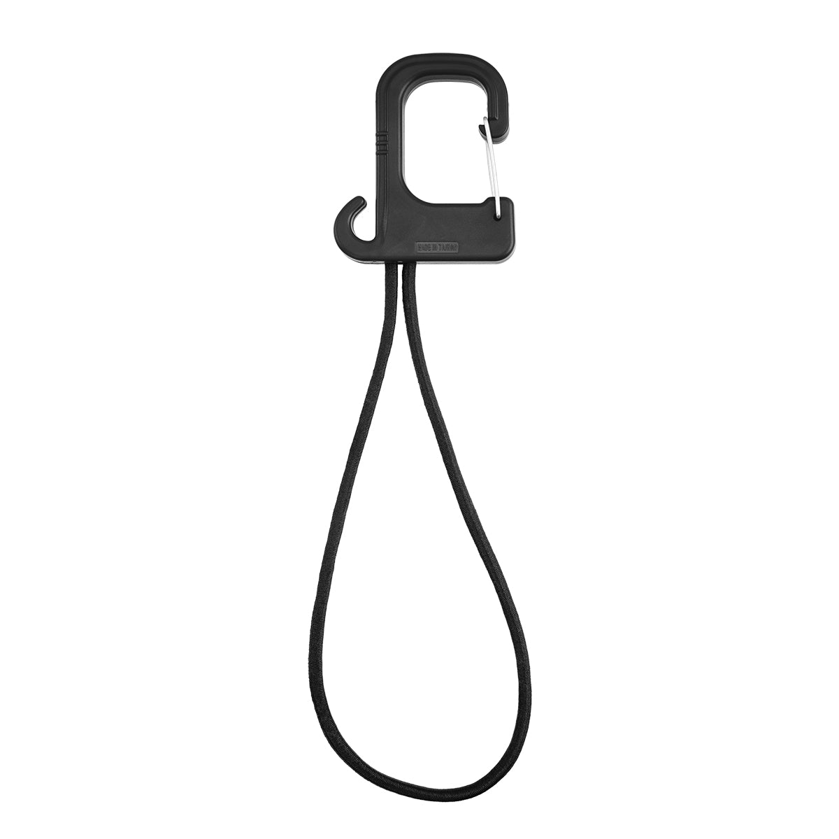 Stretch Cord Hook and Carabiner - Black - Back